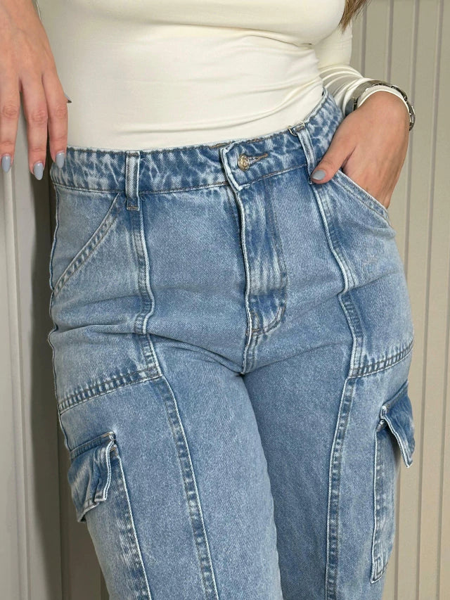 Calça cargo jeans