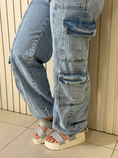 Calça cargo jeans