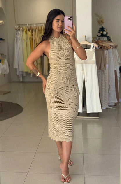 Vestido tricot flower