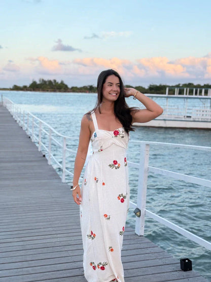Vestido linho bordado